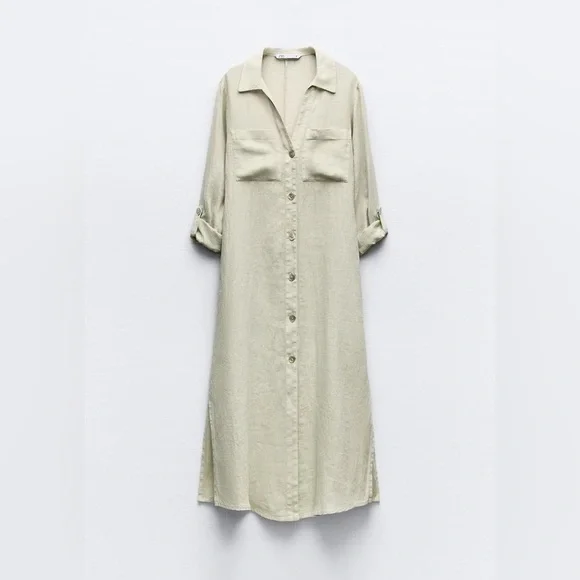 NWOT ZARA TUNIC LINEN DRESS SIZE S OVERSIZED - Picture 1 of 17